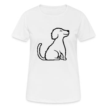Braver glücklicher sitzender Hund - Frauen T-Shirt atmungsaktiv - Weiß - Vorne - AI Model Female 172 dark (172cm)