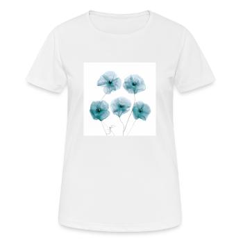 Coquelicot Photo Blanc Bleu Gris - T-shirt respirant Femme - blanc - Devant - AI Model Female 172 dark (172cm)