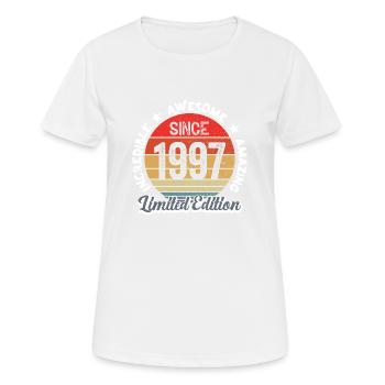 erstaunlich seit 1997 - Jubiläum - Frauen T-Shirt atmungsaktiv - Weiß - Vorne - AI Model Female 172 dark (172cm)
