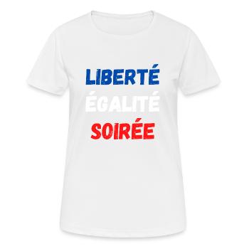 Liberté égalité soirée - T-shirt respirant Femme - blanc - Devant - AI Model Female 172 dark (172cm)