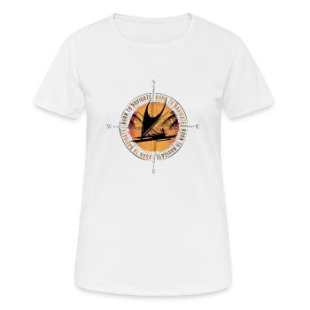 NÉ POUR NAVIGUER dans les navigateurs marins polynésiens - T-shirt respirant Femme - blanc - Devant - AI Model Female 172 dark (172cm)