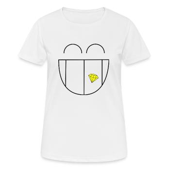 HAPPY BIT. SOURIRE DE DIAMANT. - T-shirt respirant Femme - blanc - Devant - AI Model Female 172 dark (172cm)