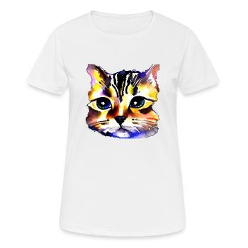 Katzengesicht 4 - Frauen T-Shirt atmungsaktiv - Weiß - Vorne - AI Model Female 172 dark (172cm)