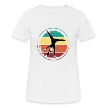 Roue de charrette, revers de support de main Dicton pour gymnaste - T-shirt respirant Femme - blanc - Devant - AI Model Female 172 dark (172cm)