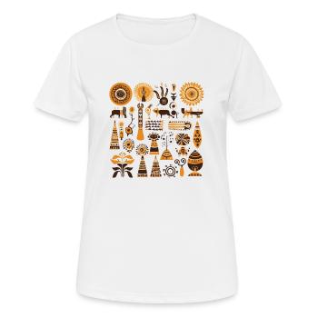 Folklore africain - T-shirt respirant Femme - blanc - Devant - AI Model Female 172 dark (172cm)