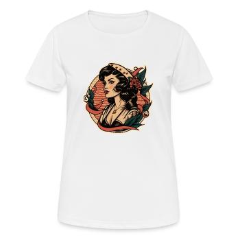Traditionelle Tätowierung Seemannsfrau - Frauen T-Shirt atmungsaktiv - Weiß - Vorne - AI Model Female 172 dark (172cm)