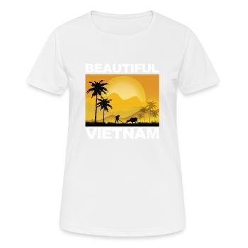 Vietnam Viet Bauern Reisfeld Flagge I Geschenk - Frauen T-Shirt atmungsaktiv - Weiß - Vorne - AI Model Female 172 dark (172cm)