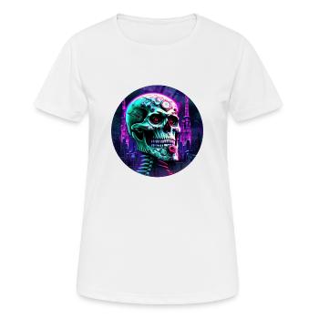 Crâne cyberpunk - T-shirt respirant Femme - blanc - Devant - AI Model Female 172 dark (172cm)