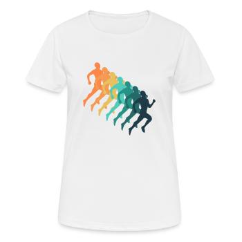 Course à pied rétro - T-shirt respirant Femme - blanc - Devant - AI Model Female 172 dark (172cm)