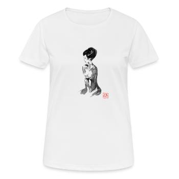 Nackte Geisha - Frauen T-Shirt atmungsaktiv - Weiß - Vorne - AI Model Female 172 dark (172cm)