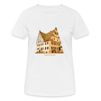Aken Elbe Rathaus Bitterfeld Sachsen-Anhalt - Frauen T-Shirt atmungsaktiv - Weiß - Vorne - AI Model Female 172 dark (172cm)