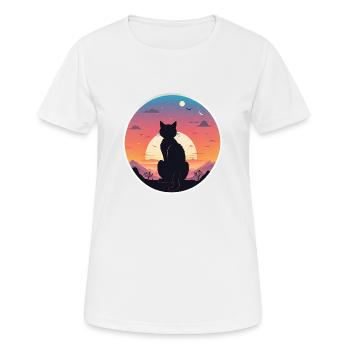 Katzenlandschaft und Sonnenuntergang - Frauen T-Shirt atmungsaktiv - Weiß - Vorne - AI Model Female 172 dark (172cm)