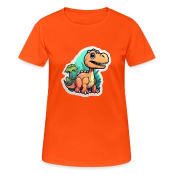 dinosaure dessin animé - T-shirt respirant Femme - orange néon - Devant - AI Model Female 172 dark (172cm)