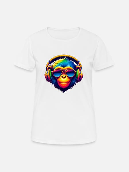 DJ Groove Monkey - Women's Breathable T-Shirt - white