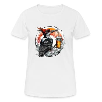 Schluckspecht - Specht im Wald trinkt Bier - Frauen T-Shirt atmungsaktiv - Weiß - Vorne - AI Model Female 172 dark (172cm)