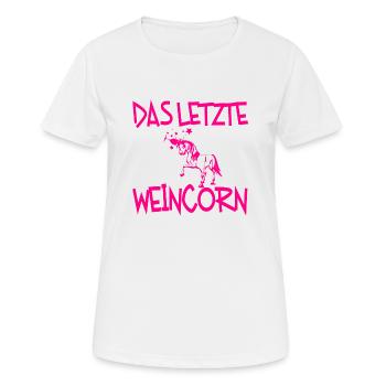Das Letzte Weincorn Wein Saufen Party JGA Damen - Frauen T-Shirt atmungsaktiv - Weiß - Vorne - AI Model Female 172 dark (172cm)