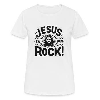 Jesus ist mein Fels in der Brandung - Frauen T-Shirt atmungsaktiv - Weiß - Vorne - AI Model Female 172 dark (172cm)