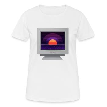 CRT Design - Future Retro Tapete - Frauen T-Shirt atmungsaktiv - Weiß - Vorne - AI Model Female 172 dark (172cm)