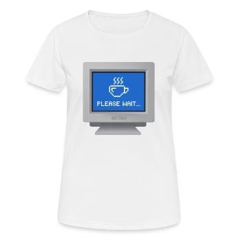 CRT Design - Tapete "Bitte warten" - Frauen T-Shirt atmungsaktiv - Weiß - Vorne - AI Model Female 172 dark (172cm)