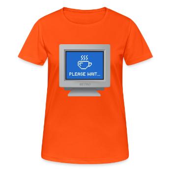 CRT design - "please wait" wallpaper - Women's Breathable T-Shirt - neon orange - Front - AI Model Female 172 dark (172cm)