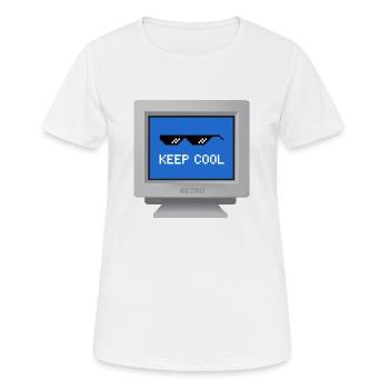 CRT Design - "Stay Cool" Tapete - Frauen T-Shirt atmungsaktiv - Weiß - Vorne - AI Model Female 172 dark (172cm)