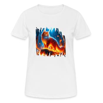 Verzauberte Feuerkatze - Frauen T-Shirt atmungsaktiv - Weiß - Vorne - AI Model Female 172 dark (172cm)