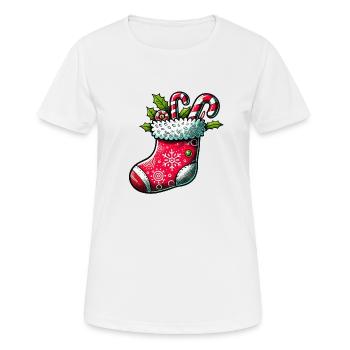 Chaussette de Noël - T-shirt respirant Femme - blanc - Devant - AI Model Female 172 dark (172cm)