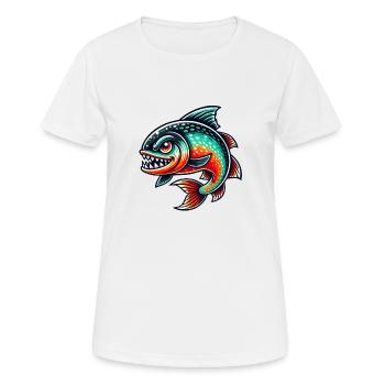 piranha comic - Frauen T-Shirt atmungsaktiv - Weiß - Vorne - AI Model Female 172 dark (172cm)