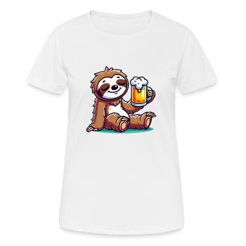 Bande dessinée de bière paresseux - T-shirt respirant Femme - blanc - Devant - AI Model Female 172 dark (172cm)