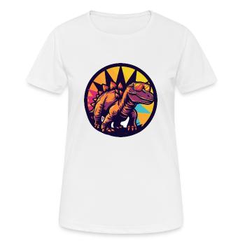 Dinosaur Stegosaurus Comic - Women's Breathable T-Shirt - white - Front - AI Model Female 172 dark (172cm)