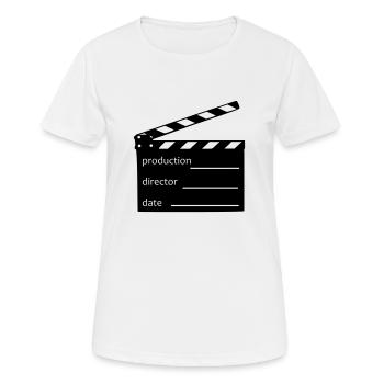 Film - Klappe - Frauen T-Shirt atmungsaktiv - Weiß - Vorne - AI Model Female 172 dark (172cm)