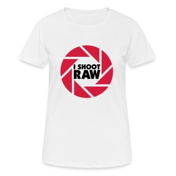 I shoot RAW - schwarz - Frauen T-Shirt atmungsaktiv - Weiß - Vorne - AI Model Female 172 dark (172cm)