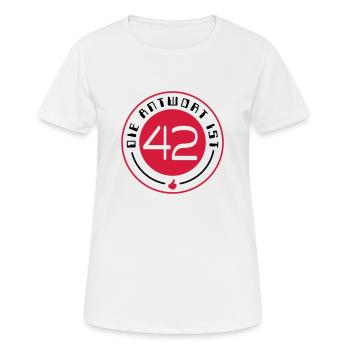 the answer is 42 - Women's Breathable T-Shirt - white - Front - AI Model Female 172 dark (172cm)