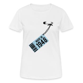 Anniversaire T-shirt 1948 - T-shirt respirant Femme - blanc - Devant - AI Model Female 172 dark (172cm)