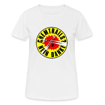 chemtrails-nein danke - Frauen T-Shirt atmungsaktiv - Weiß - Vorne - AI Model Female 172 dark (172cm)