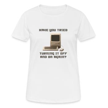 Computer off and on again - T-shirt respirant Femme - blanc - Devant - AI Model Female 172 dark (172cm)