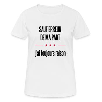 sauf erreur - T-shirt respirant Femme - blanc - Devant - AI Model Female 172 dark (172cm)