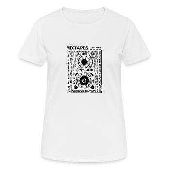 Genres d'une mixtape - Cassette Audio Fontart - T-shirt respirant Femme - blanc - Devant - AI Model Female 172 dark (172cm)