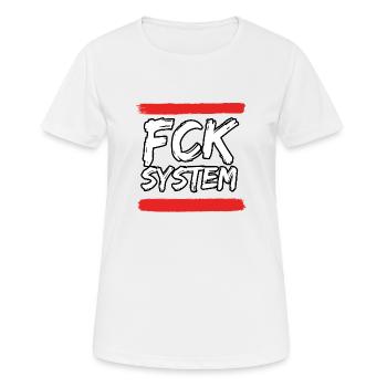 FCK SYSTEM - Frauen T-Shirt atmungsaktiv - Weiß - Vorne - AI Model Female 172 dark (172cm)