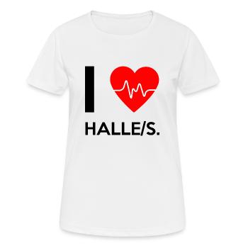 I Love Halle Saale - Ich liebe Halle Saale - Frauen T-Shirt atmungsaktiv - Weiß - Vorne - AI Model Female 172 dark (172cm)