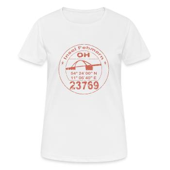 Fehmarn Stempel - Frauen T-Shirt atmungsaktiv - Weiß - Vorne - AI Model Female 172 dark (172cm)