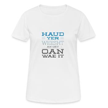 Scottish Banter insults as we Love to do - Women's Breathable T-Shirt - white - Front - AI Model Female 172 dark (172cm)