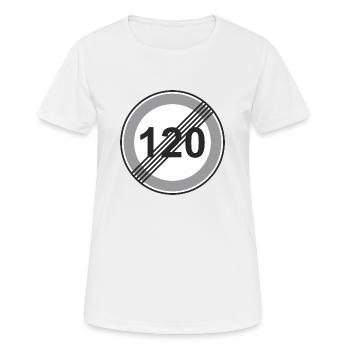 Road Sign 120 restriction - Women's Breathable T-Shirt - white - Front - AI Model Female 172 dark (172cm)