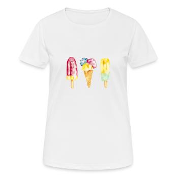 Eis - Frauen T-Shirt atmungsaktiv - Weiß - Vorne - AI Model Female 172 dark (172cm)