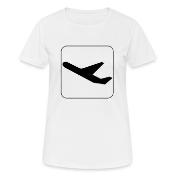 Symbol Abflug - Start - Departure - Frauen T-Shirt atmungsaktiv - Weiß - Vorne - AI Model Female 172 dark (172cm)