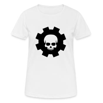Zahnrad Totenkopf - Frauen T-Shirt atmungsaktiv - Weiß - Vorne - AI Model Female 172 dark (172cm)