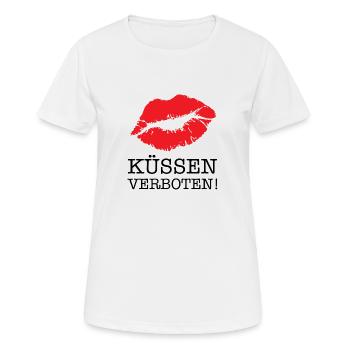 küssen verboten - Frauen T-Shirt atmungsaktiv - Weiß - Vorne - AI Model Female 172 dark (172cm)