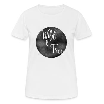 Wild and Free Wild/frei - Frauen T-Shirt atmungsaktiv - Weiß - Vorne - AI Model Female 172 dark (172cm)