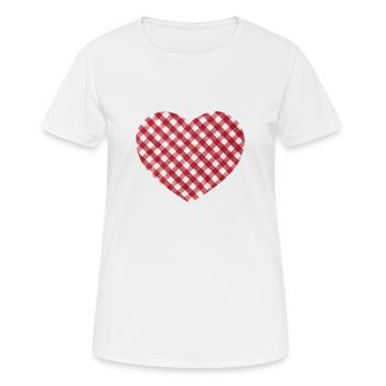 Vichy Herz rot-weißes Bauern-Karo - Frauen T-Shirt atmungsaktiv - Weiß - Vorne - AI Model Female 172 dark (172cm)