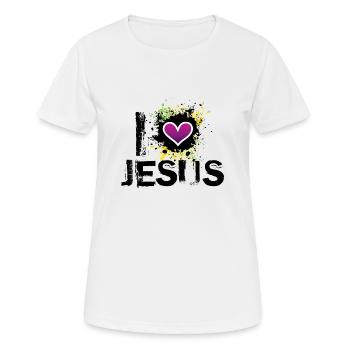 j'aime jésus de - T-shirt respirant Femme - blanc - Devant - AI Model Female 172 dark (172cm)